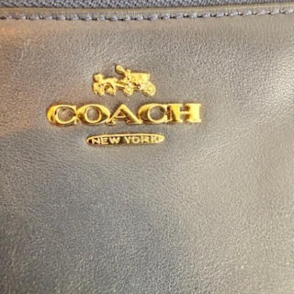 Coach Leather Crossbody Double Zip Bag Navy Blue with Gold Hardware - Picture 9 of 10